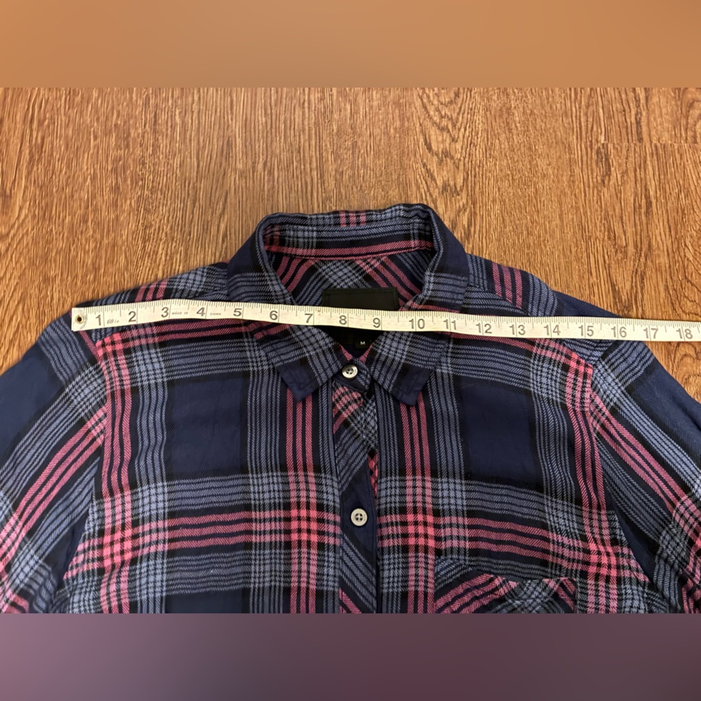 Rails Hunter Plaid Long Sleeve Shirt in Navy Rose Astor - Size M - Picture 12 of 14